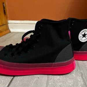 Converse High-Top Sneakers - Black and Hot Pink